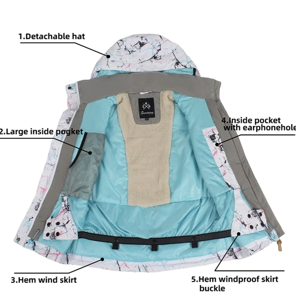 Women's ski/snowboard jacket and pants with adjustable suspenders. New. Size XL. - Picture 3 of 4